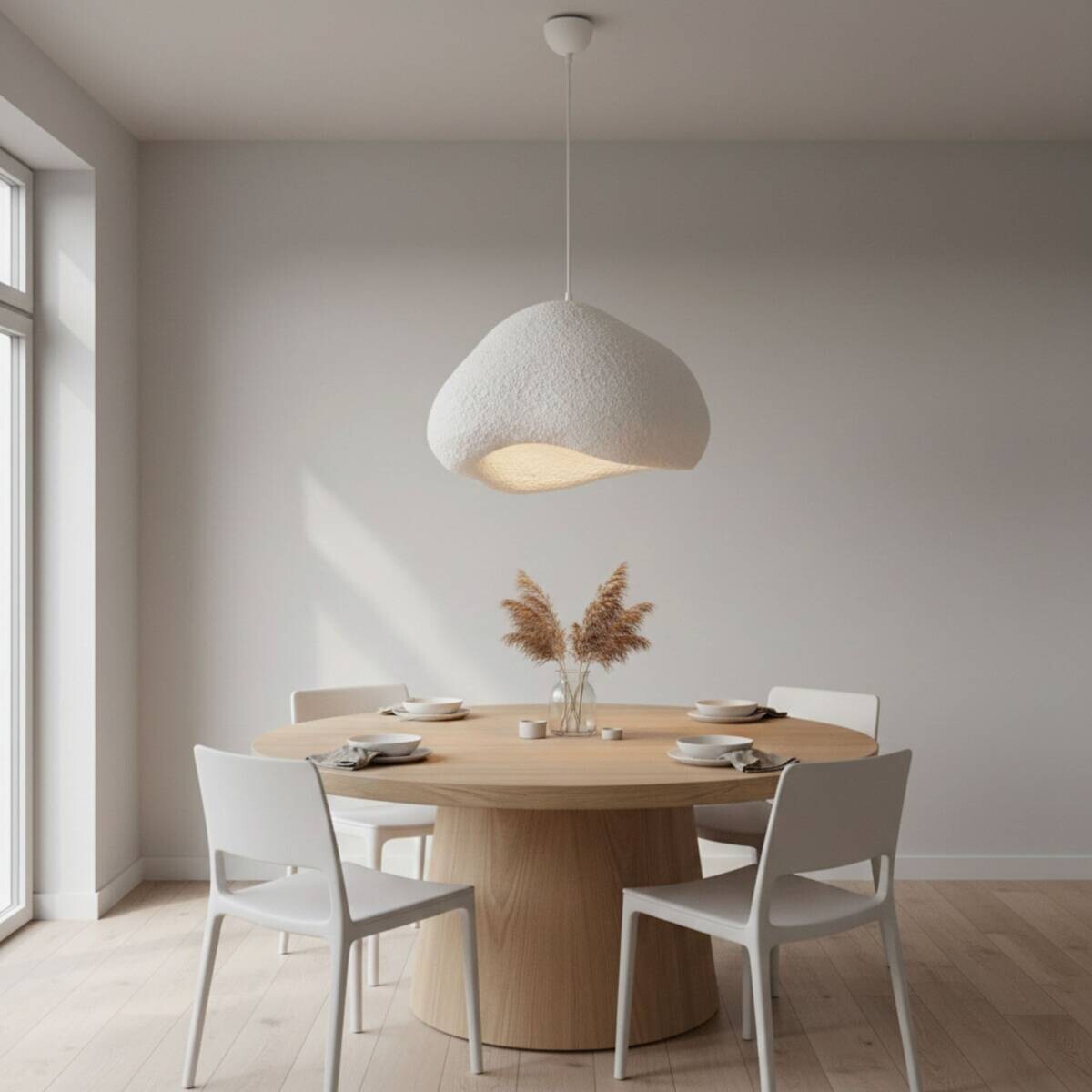 Opviq Pendelleuchte weiß Metall Fiberglas B/T/L: ca. 50x46x50 cm E27 1 Brennstellen