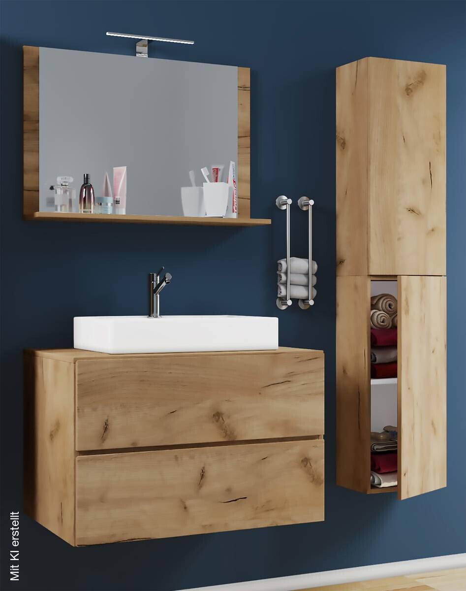 Waschplatz 4tlg-Lendas Eiche Honig Nachbildung weiß B/H/T: ca. 60x52x52 cm