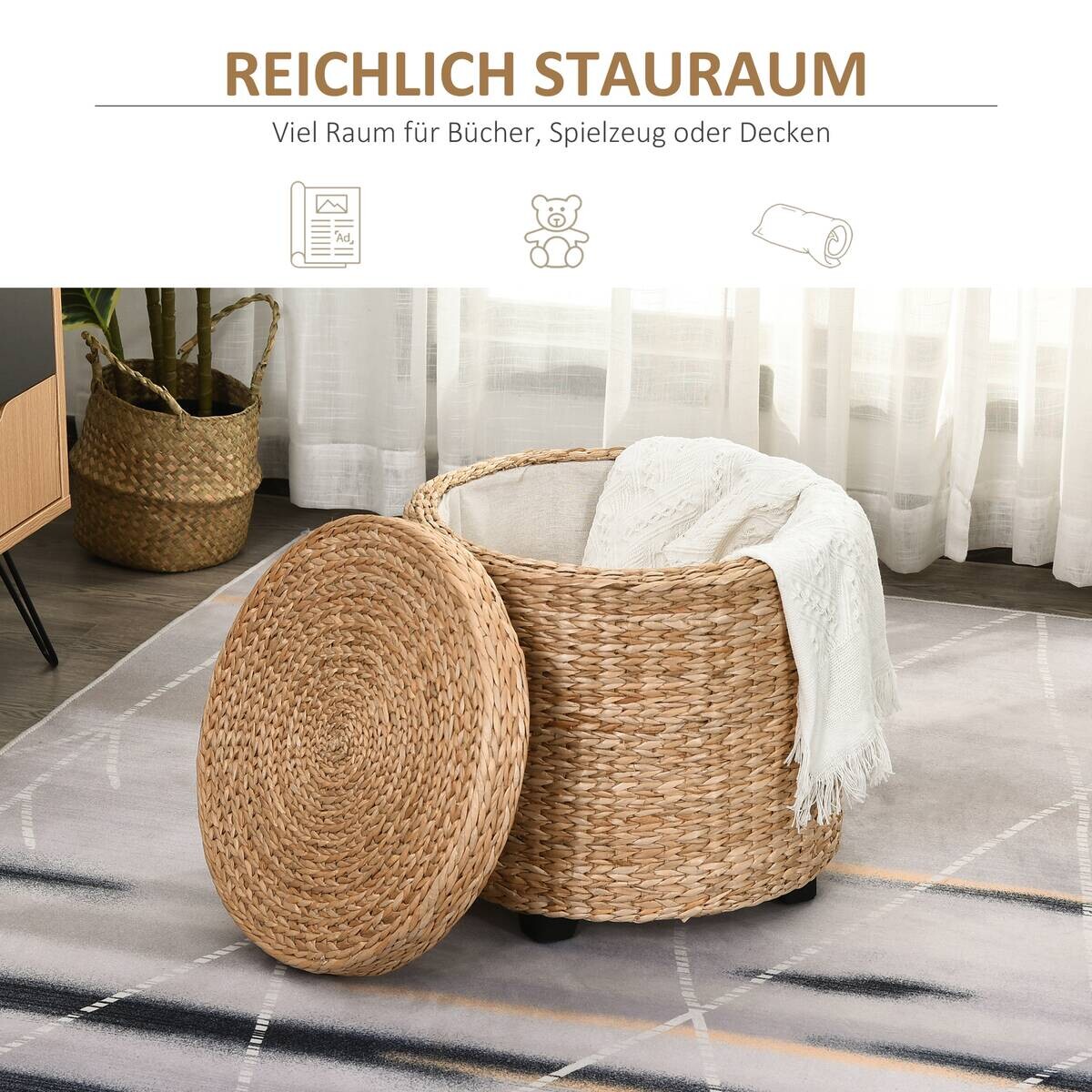 HOMCOM Hocker khaki B/H/L: ca. 43x43x43 cm