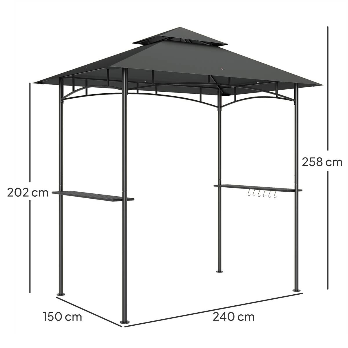 Outsunny Grillpavillon dunkelgrau Polyester B/H/L: ca. 150x258x240 cm