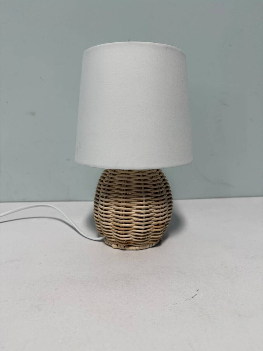POCOline Tischleuchte Lou natur weiß Papier Rattan H/D: ca. 24x16 cm E14 1 Brennstellen