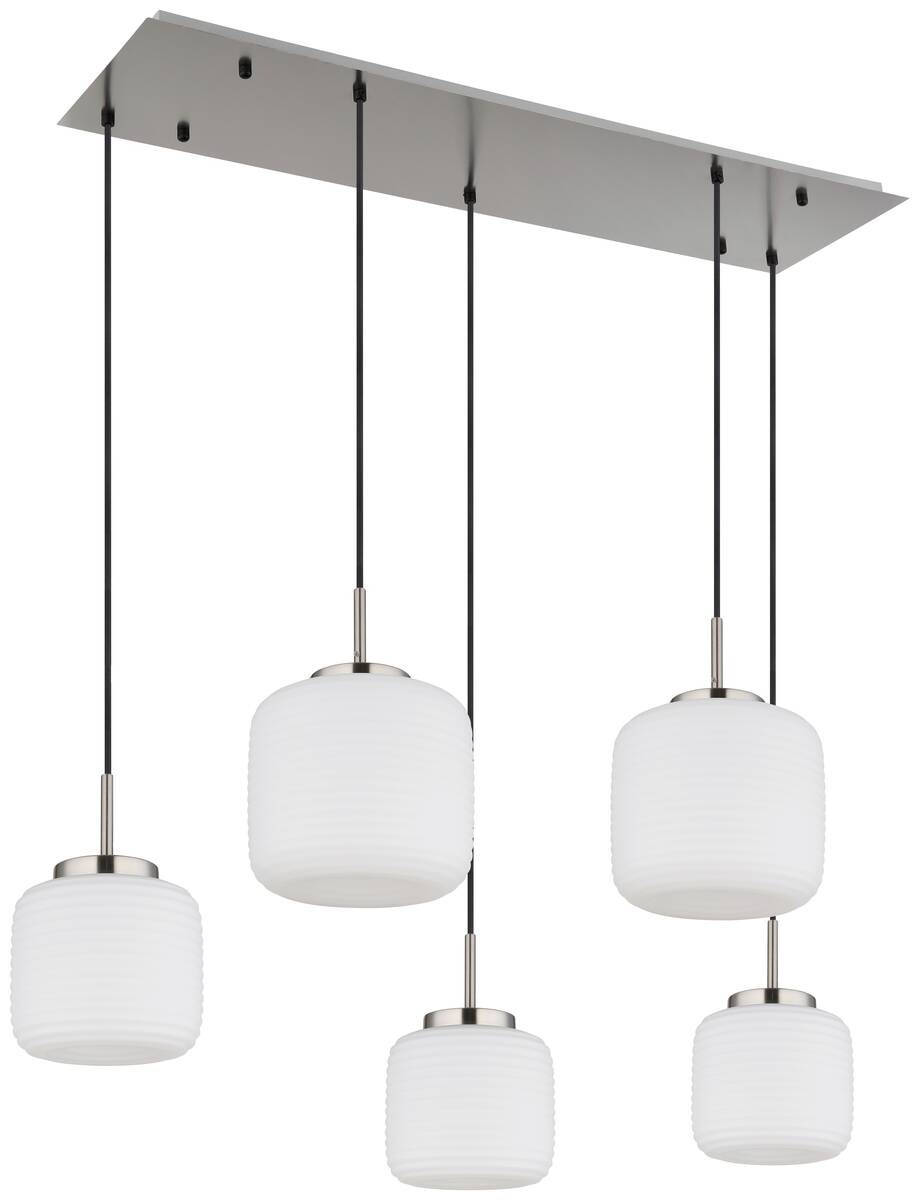 GLOBO Pendelleuchte schwarz nickel matt Opal Glas Metall B/H: ca. 106x130 cm 5 Brennstellen