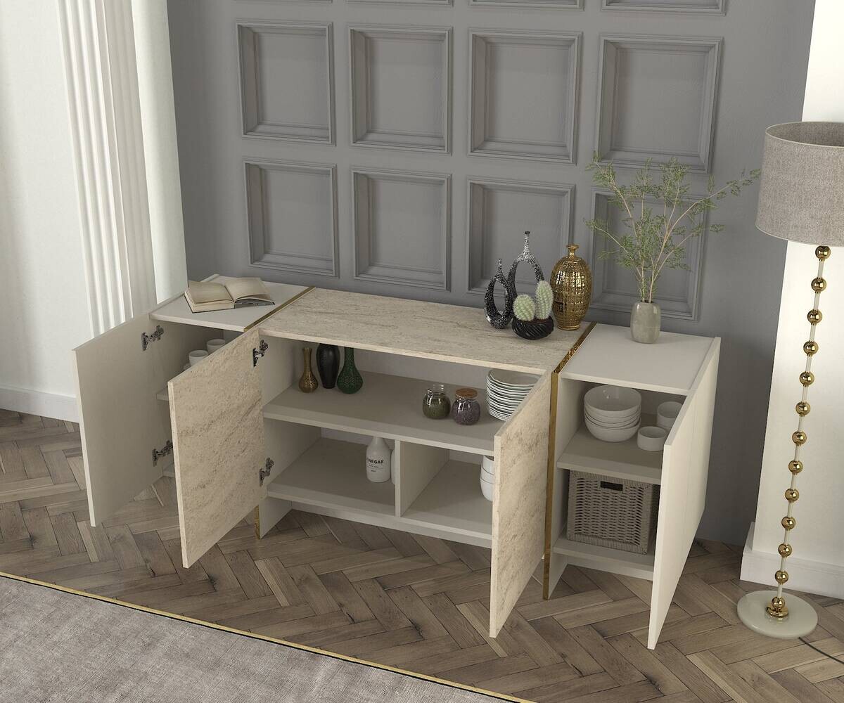 Sideboard Veyron beige granit Optik B/H/T: ca. 180x75,5x46,6 cm