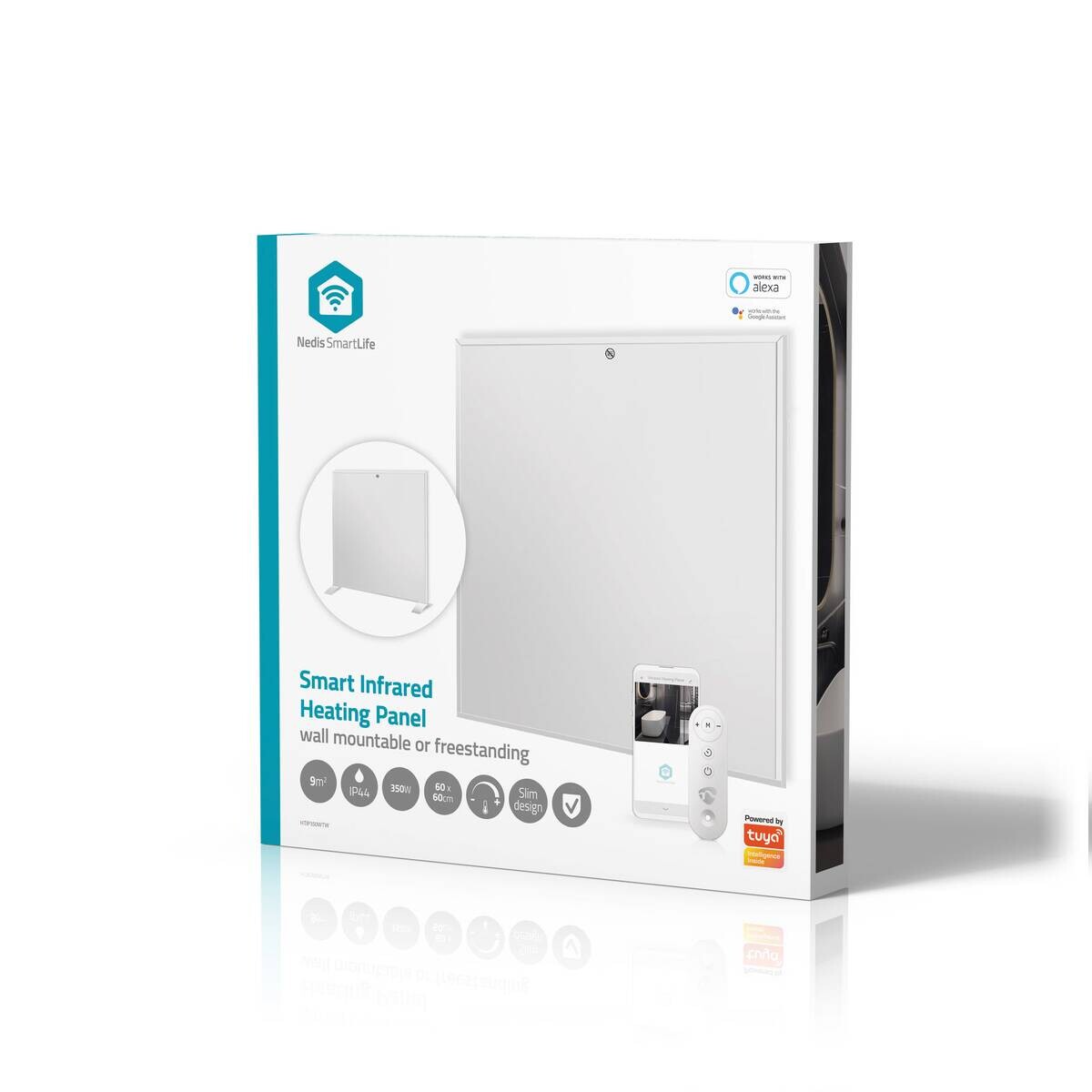 Nedis Infrarot-Heizplatte weiß Metall Kunststoff B/H/L: ca. 59,8x62x24 cm ca. 350 W