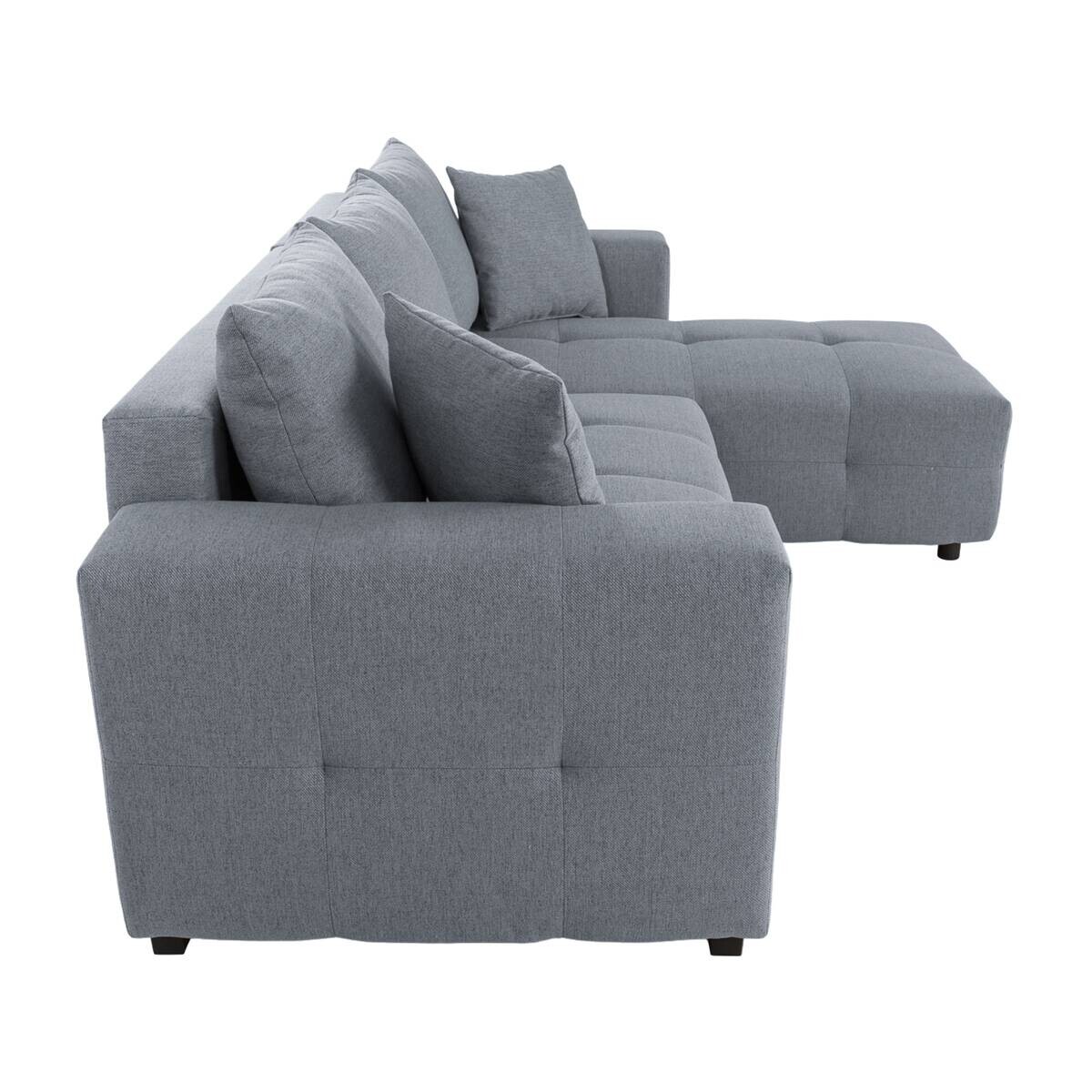 Ecksofa mit Bettfunktion und Bettkasten grau Webstoff B/H/T: ca. 247x83x162 cm