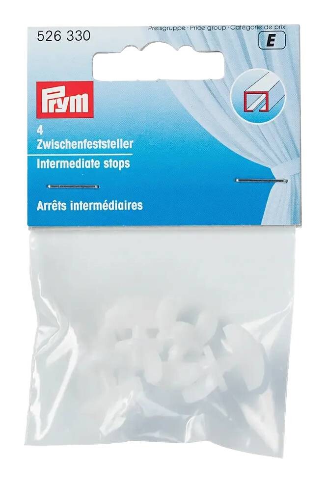 Prym Zwischenfeststeller für Gardinenschiene weiß 4 Packstücke