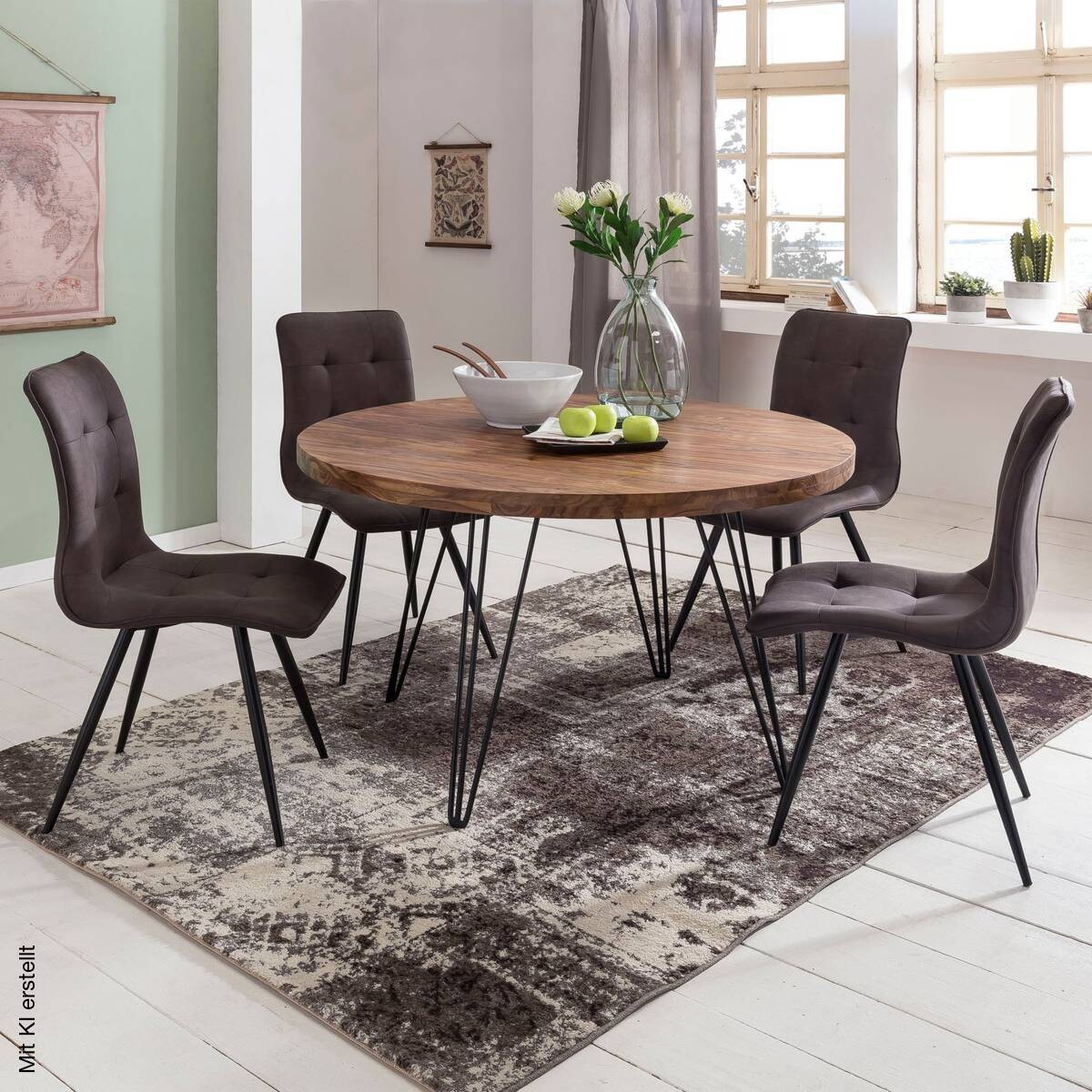 Esstisch natur schwarz matt H/D: ca. 78x120 cm