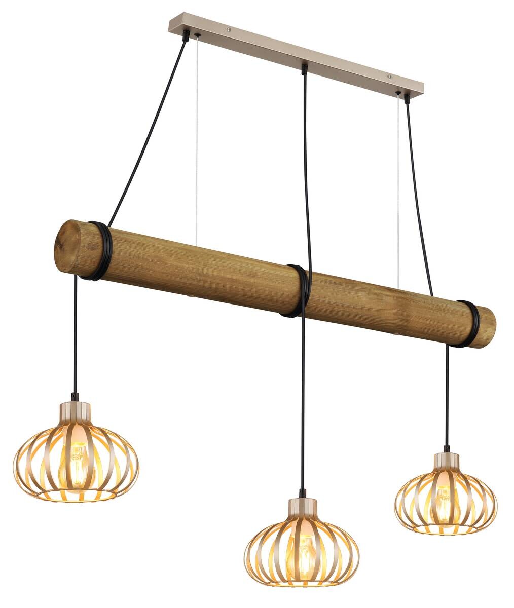 GLOBO Pendelleuchte CALDWELL Cappuccino Metall B/H/T: ca. 2x150x1 cm E27 3 Brennstellen