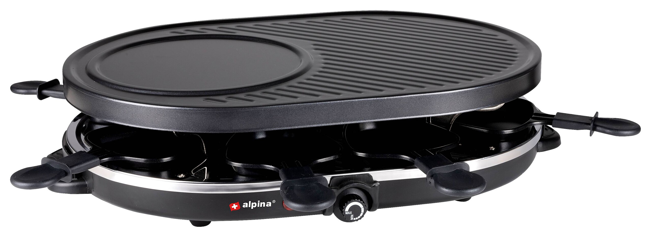 alpina Raclette-Grill schwarz Metall B/H/L: ca. 47,5x12x32 cm