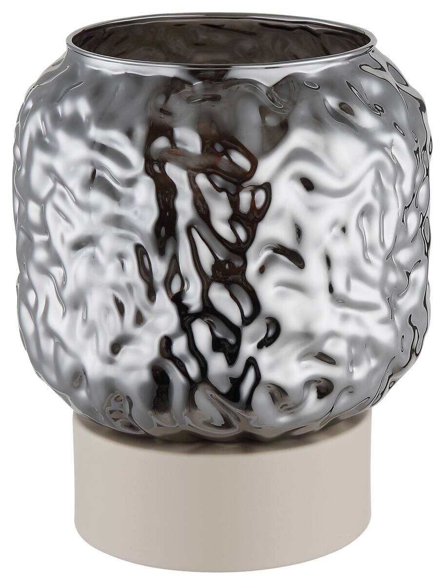 GLOBO Tischleuchte beige Rauch Glas Metall B/H/L: ca. 18x21x18 cm E27 1 Brennstellen