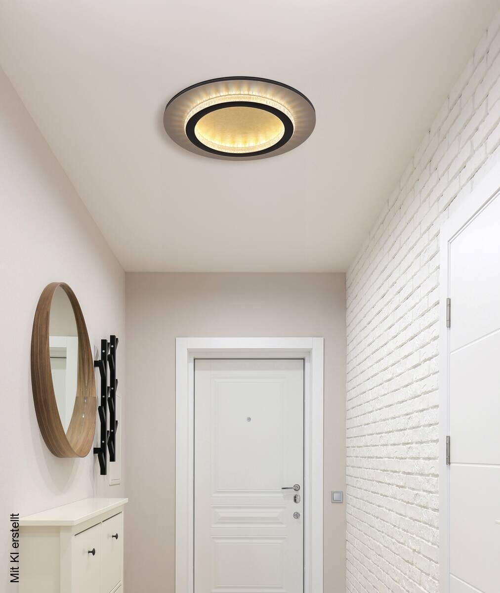 GLOBO LED-Deckenleuchte gold klar mattschwarz Kunststoff Metall H/D: ca. 5,5x35 cm 1 Brennstellen