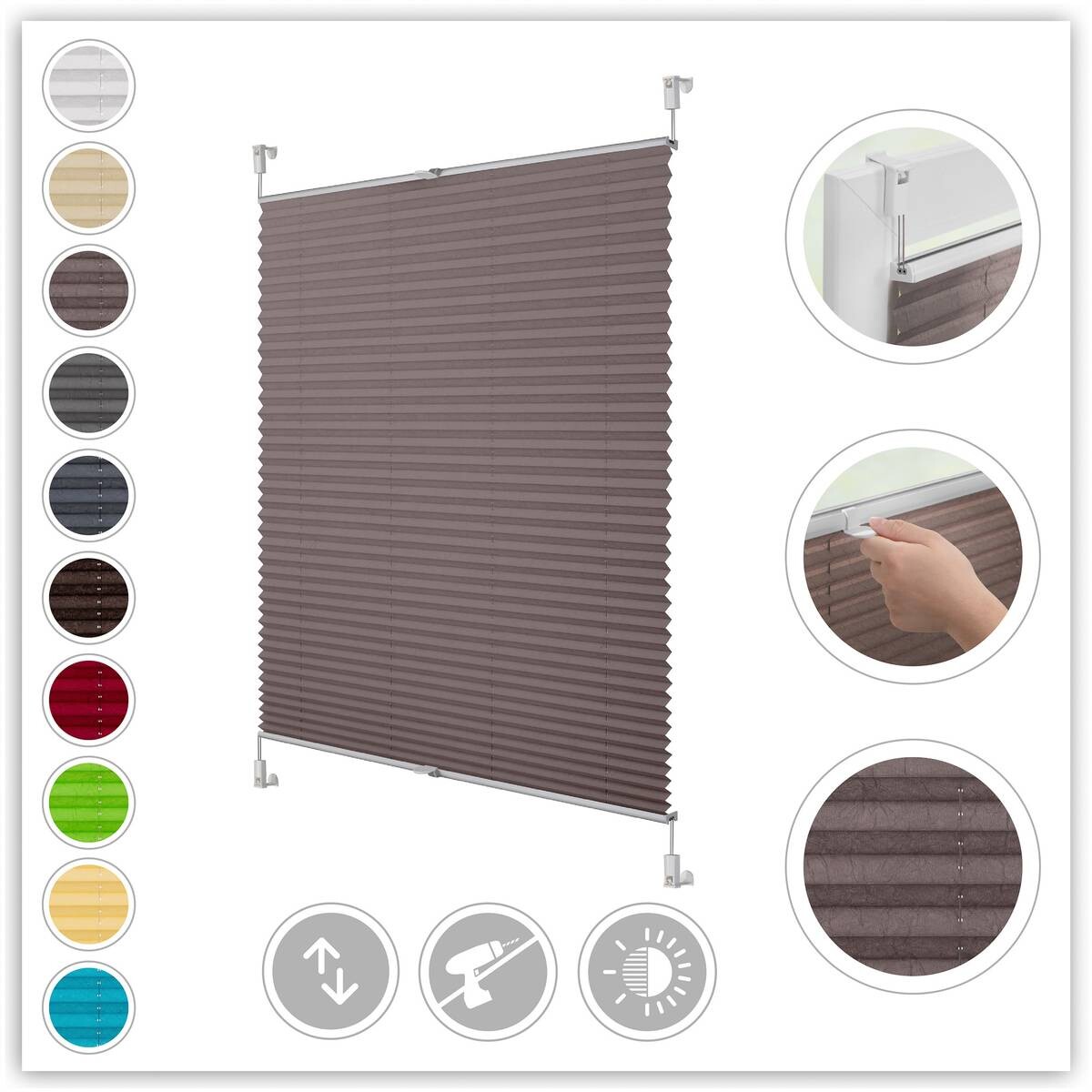 LICHTBLICK Spannplissee taupe B/L: ca. 70x210 cm