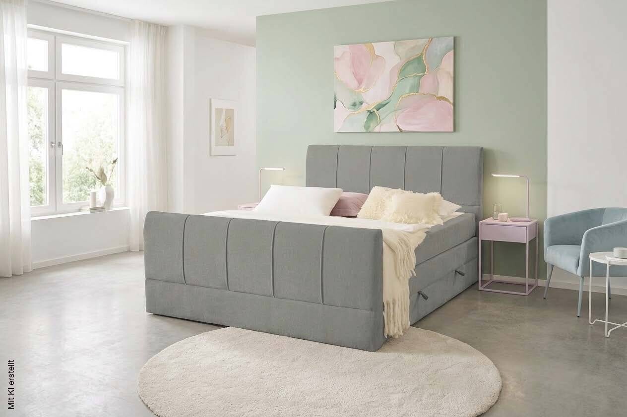 Boxspringbett Harmony grau Liegefläche B/L: ca. 160x200 cm