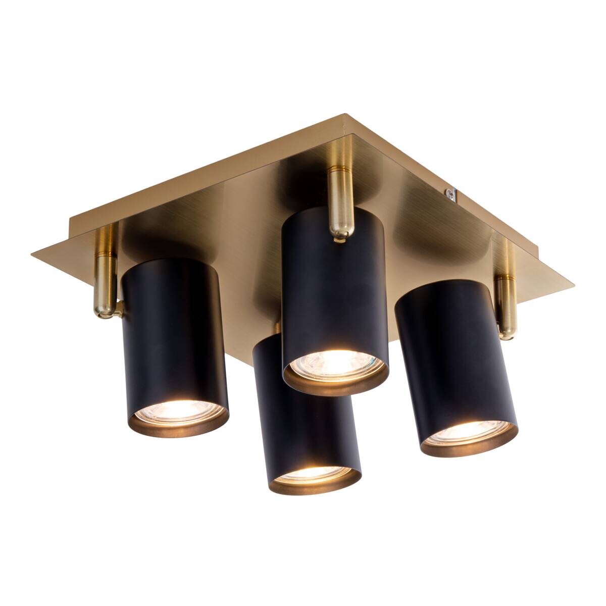 Näve Leuchten Deckenleuchte 1395022 schwarz gold Metall B/H/T: ca. 22x13,5x22 cm GU10 4 Brennstellen
