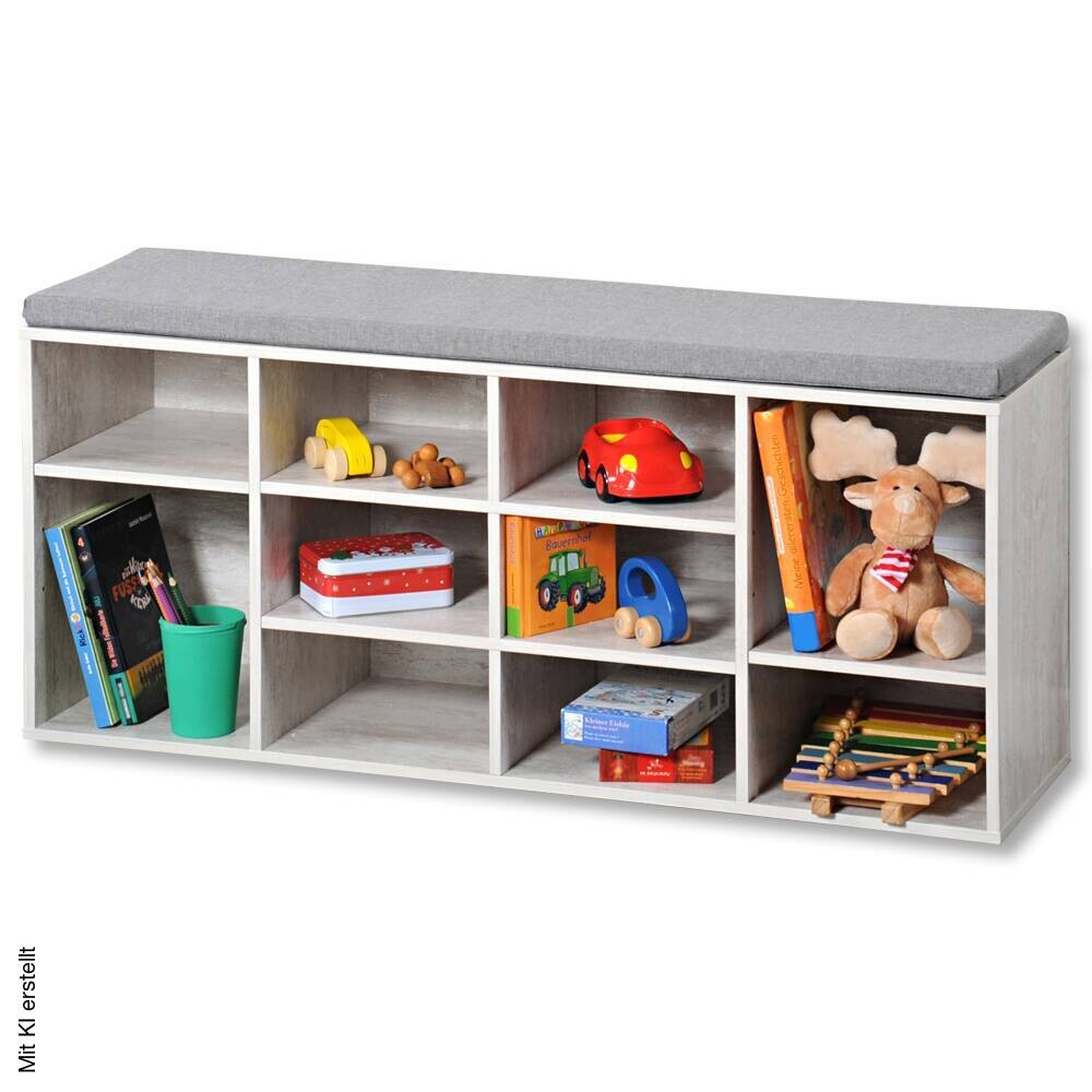 Kesper Schuhschrank mit Sitzkissen weiß Spanplatte B/H/L: ca. 29,5x48x103,5 cm
