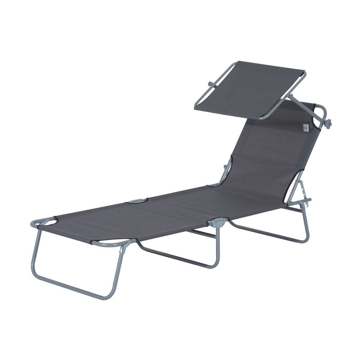 Outsunny Sonnenliege grau Metall B/H/L: ca. 58x36x187 cm