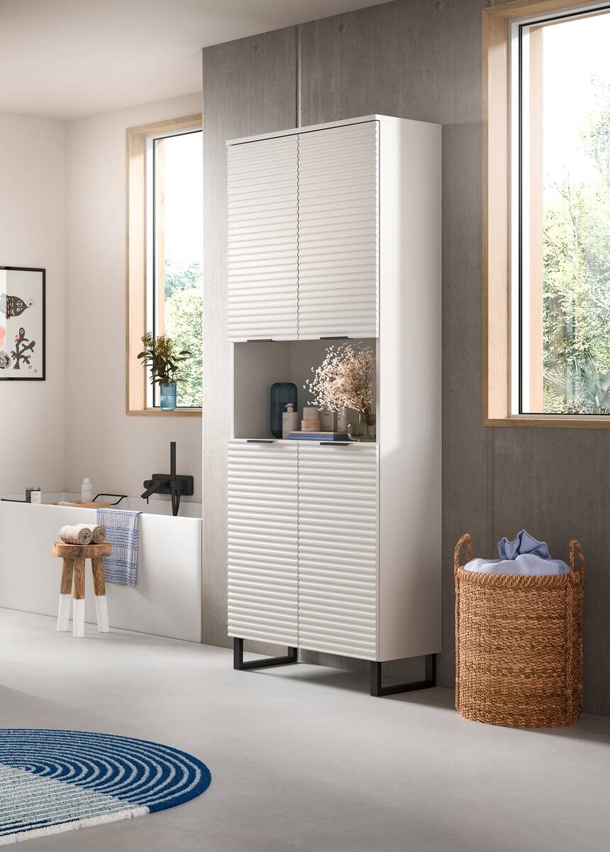 Hochschrank Riff weiß B/H/T: ca. 70x193x34 cm