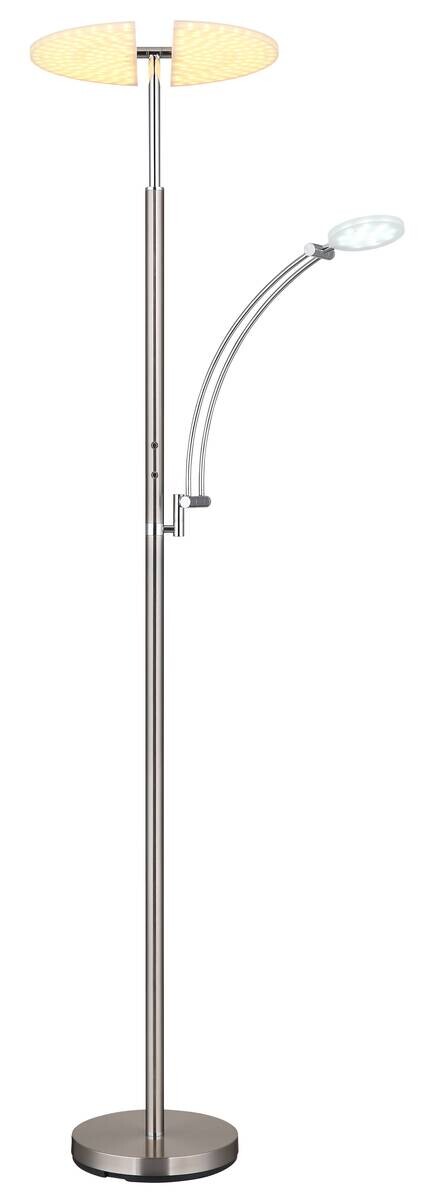 GLOBO Stehlampe nickel matt Chrom Kunststoff Metall B/H/T: ca. 80x183x40,5 cm 1 Brennstellen
