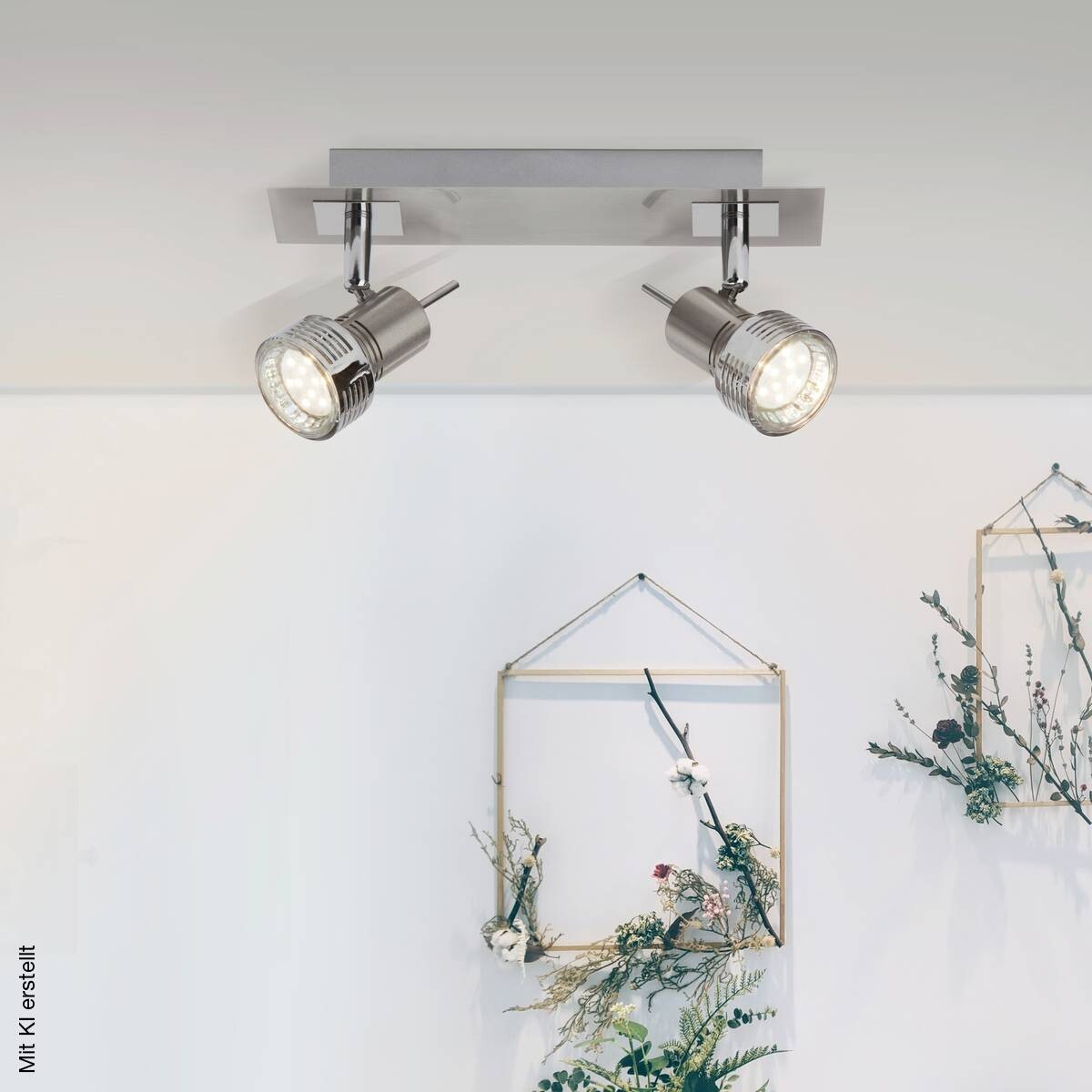 Brilliant Spotbalken Kassandra G34729/77 nickel Chrom Metall B/H/T: ca. 30,5x15x6,5 cm 2 Brennstellen