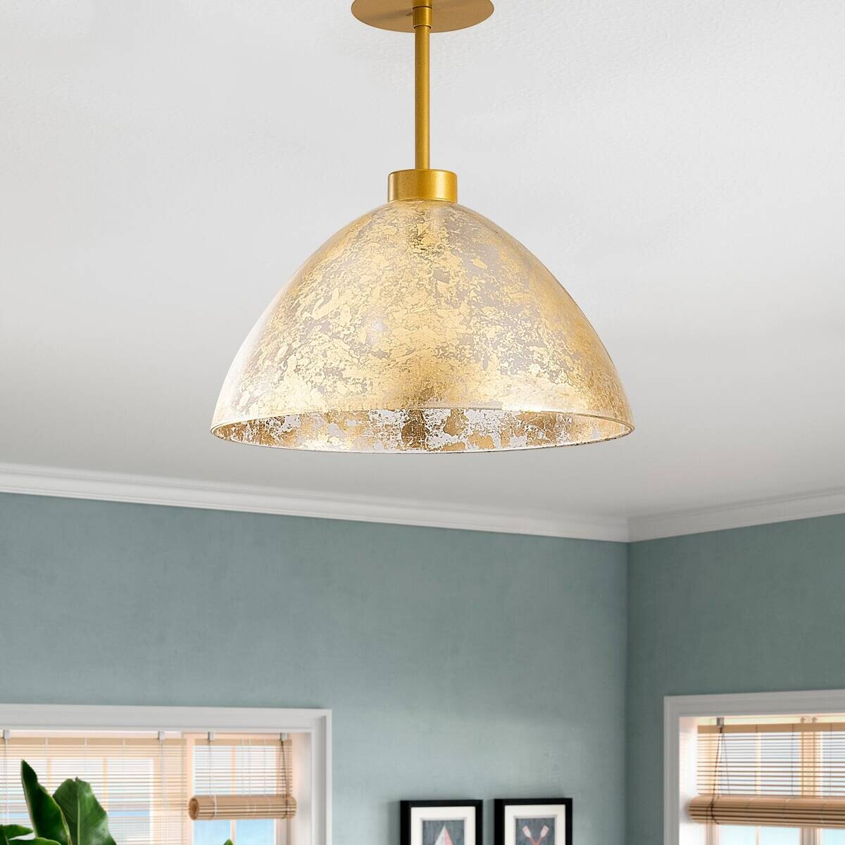 Opviq Deckenleuchte Bergama gold Metall Glas B/H/T/L/D: ca. 34x37x34x34x34 cm E27 1 Brennstellen