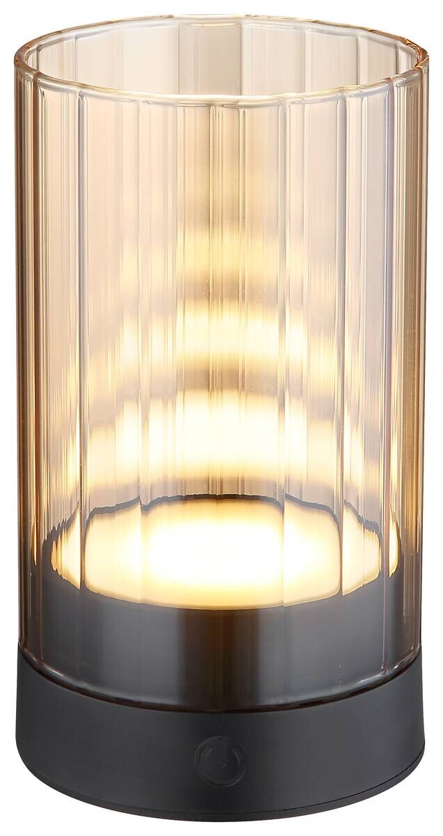 GLOBO LED-Tischleuchte schwarz amber Glas H/D: ca. 14x8 cm
