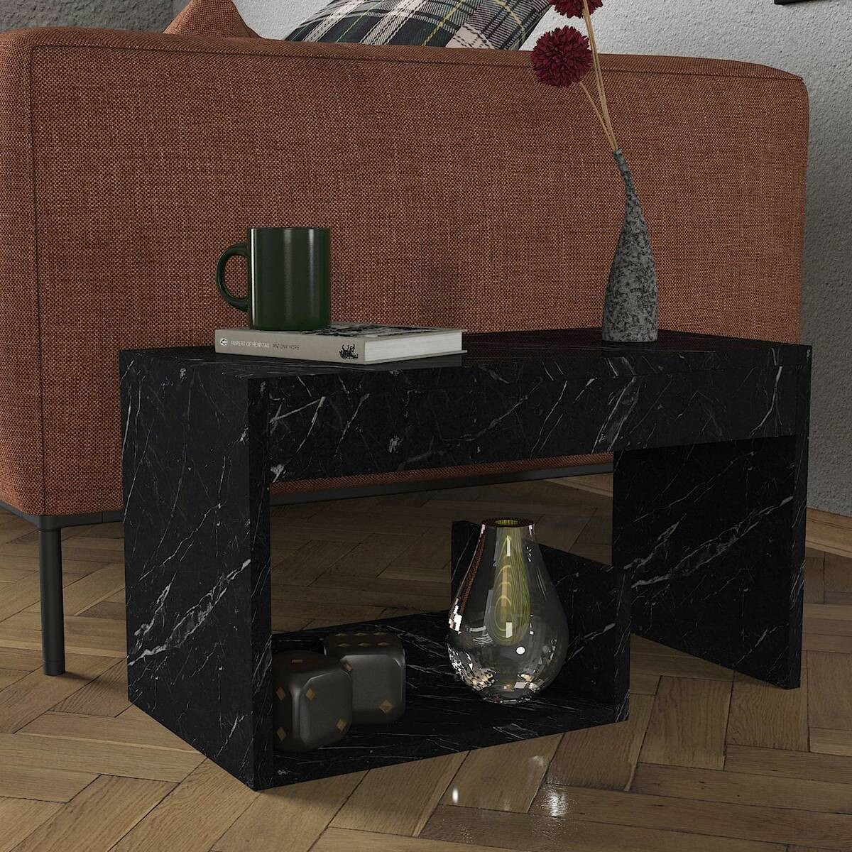 Beistelltisch Bendir Marmoroptik glänzend B/H/T: ca. 35x60x29,5 cm