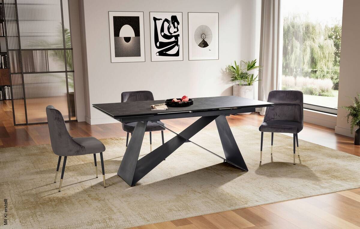 Esstisch schwarz Marmor Optik B/H/T: ca. 180x78x95 cm