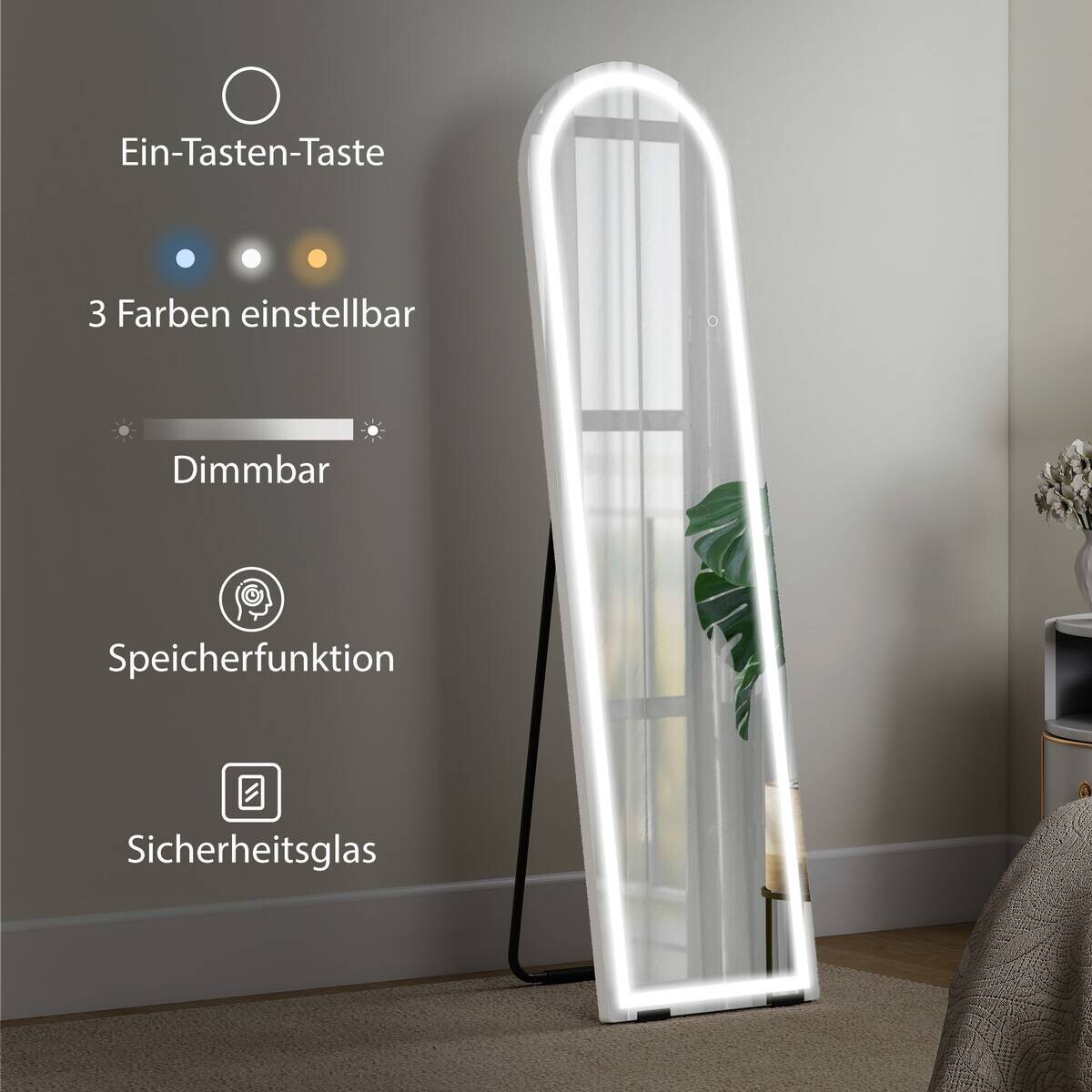 HOMCOM LED-Spiegel weiß B/H/L: ca. 2,9x150x40 cm