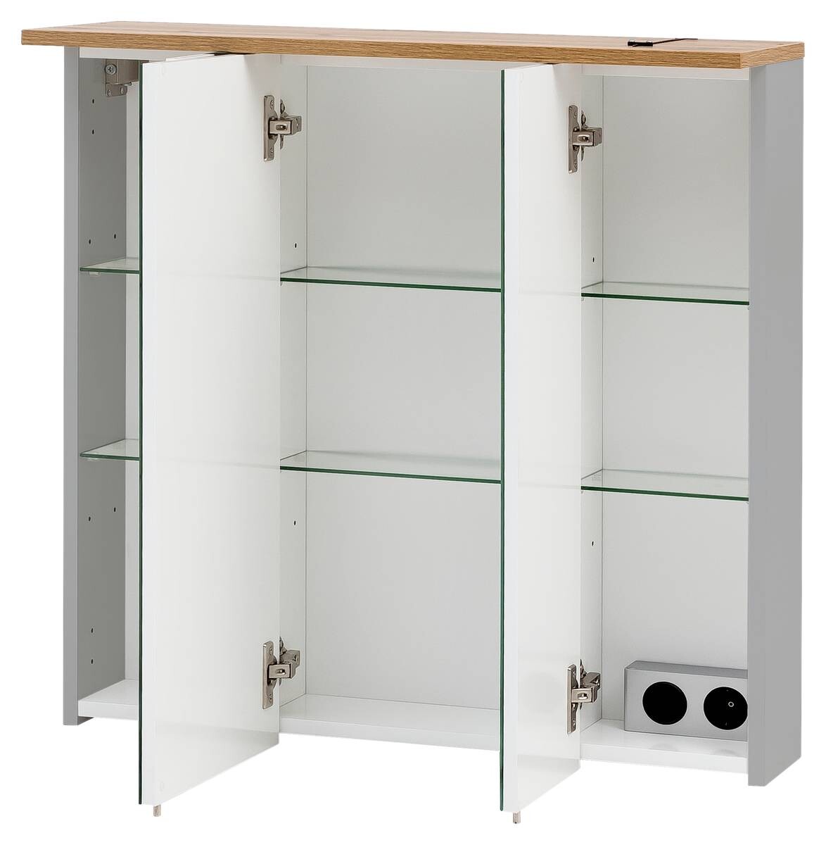 Spiegelschrank Padua grau Eiche Landhaus Nachbildung B/H/T: ca. 70,5x72,3x15,7 cm