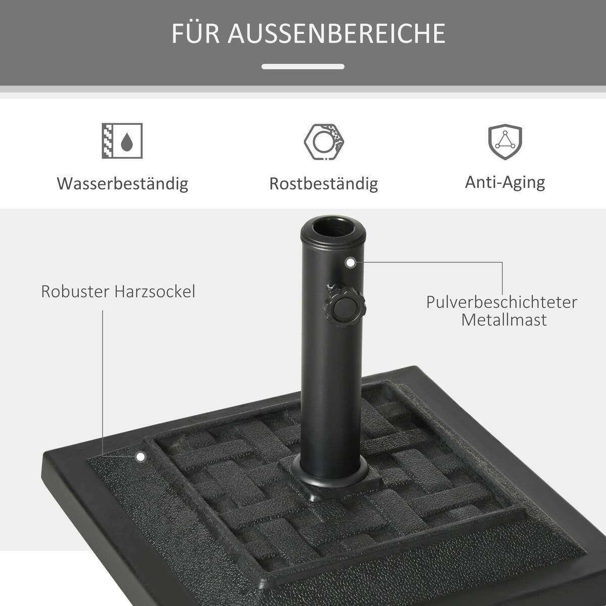 Outsunny Schirmständer schwarz Polypropylen B/H/L: ca. 44x44x33 cm