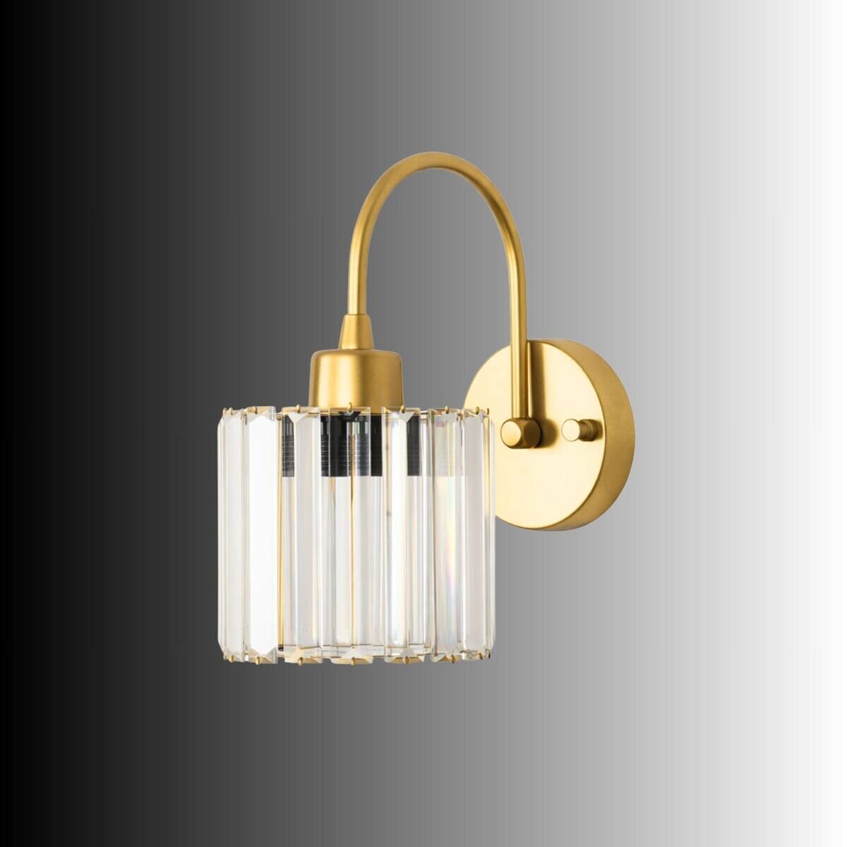Wandleuchte gold Glas Metall B/H/T/L: ca. 23x23x23x13 cm E27 1 Brennstellen