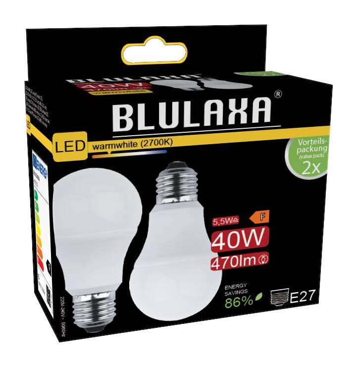 Blulaxa LED-Leuchtmittel 49215 2er Pack E27