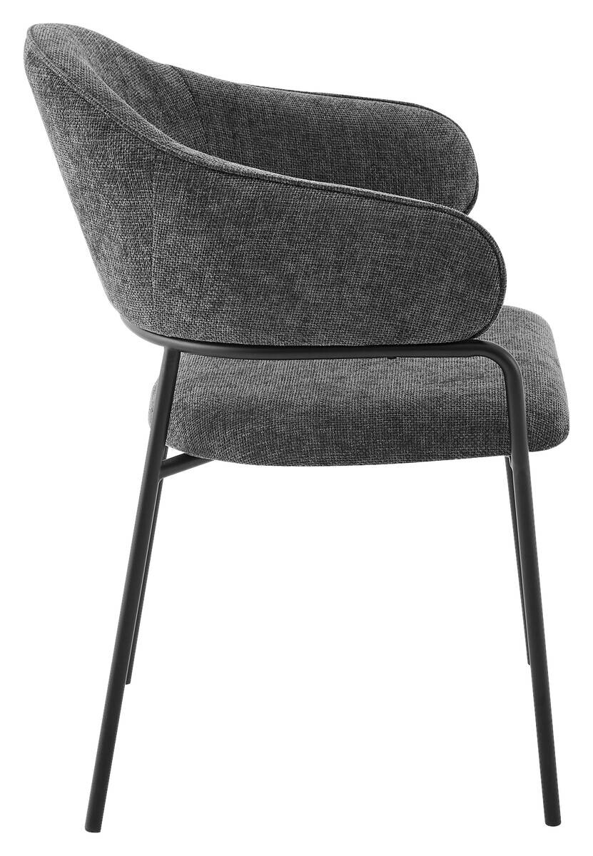 Stuhl CURVE, 2er-Set grau Stoff B/H/T: ca. 60x86x58 cm