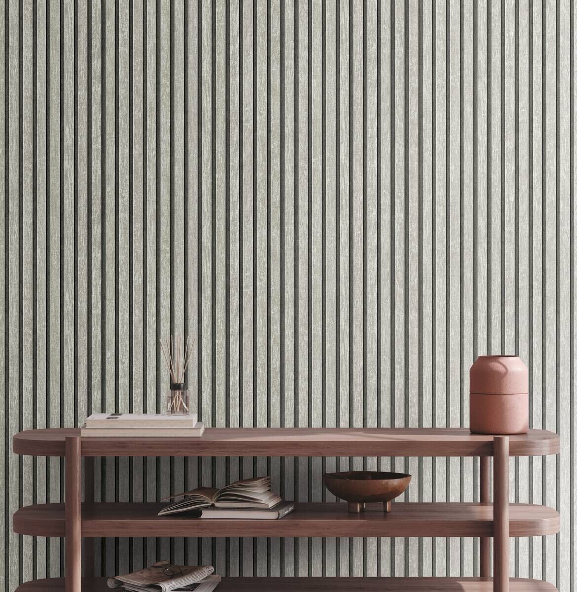 Vliestapete Akustikpaneel hellgrau B/L: ca. 53x1005 cm