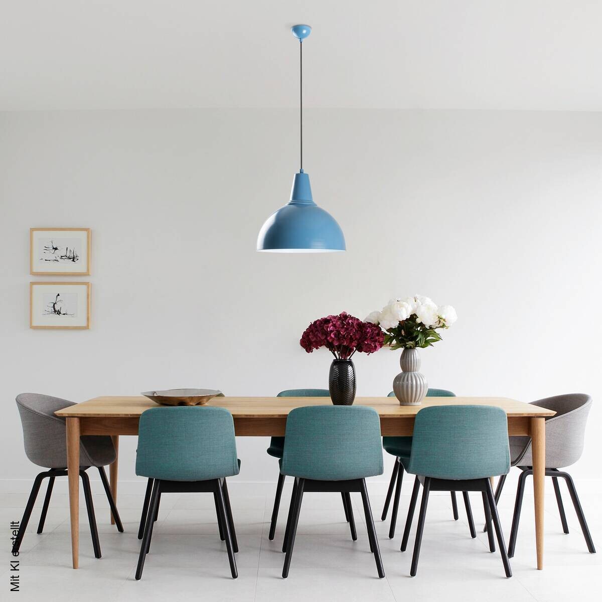 Opviq Pendelleuchte blau B/H/T: ca. 30x121x30 cm E27 1 Brennstellen
