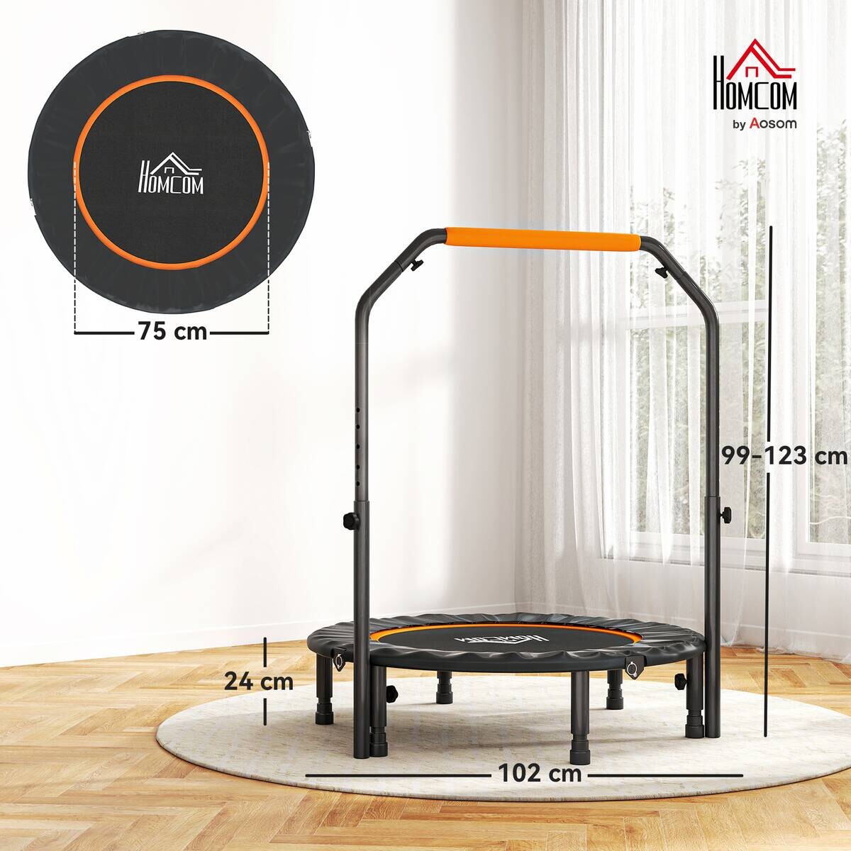 HOMCOM Fitness-Trampolin schwarz B/H/L: ca. 102x123x102 cm
