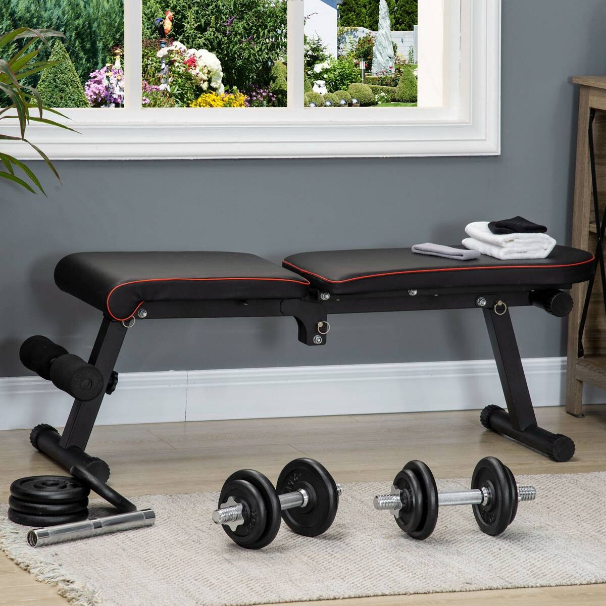 HOMCOM Hantelset schwarz Eisen B/H/L: ca. 16x16x95 cm