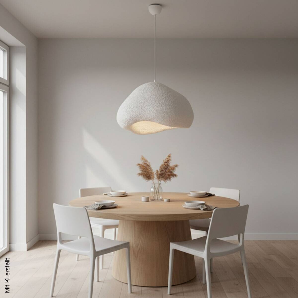 Opviq Pendelleuchte weiß Metall Fiberglas B/T/L: ca. 50x46x50 cm E27 1 Brennstellen