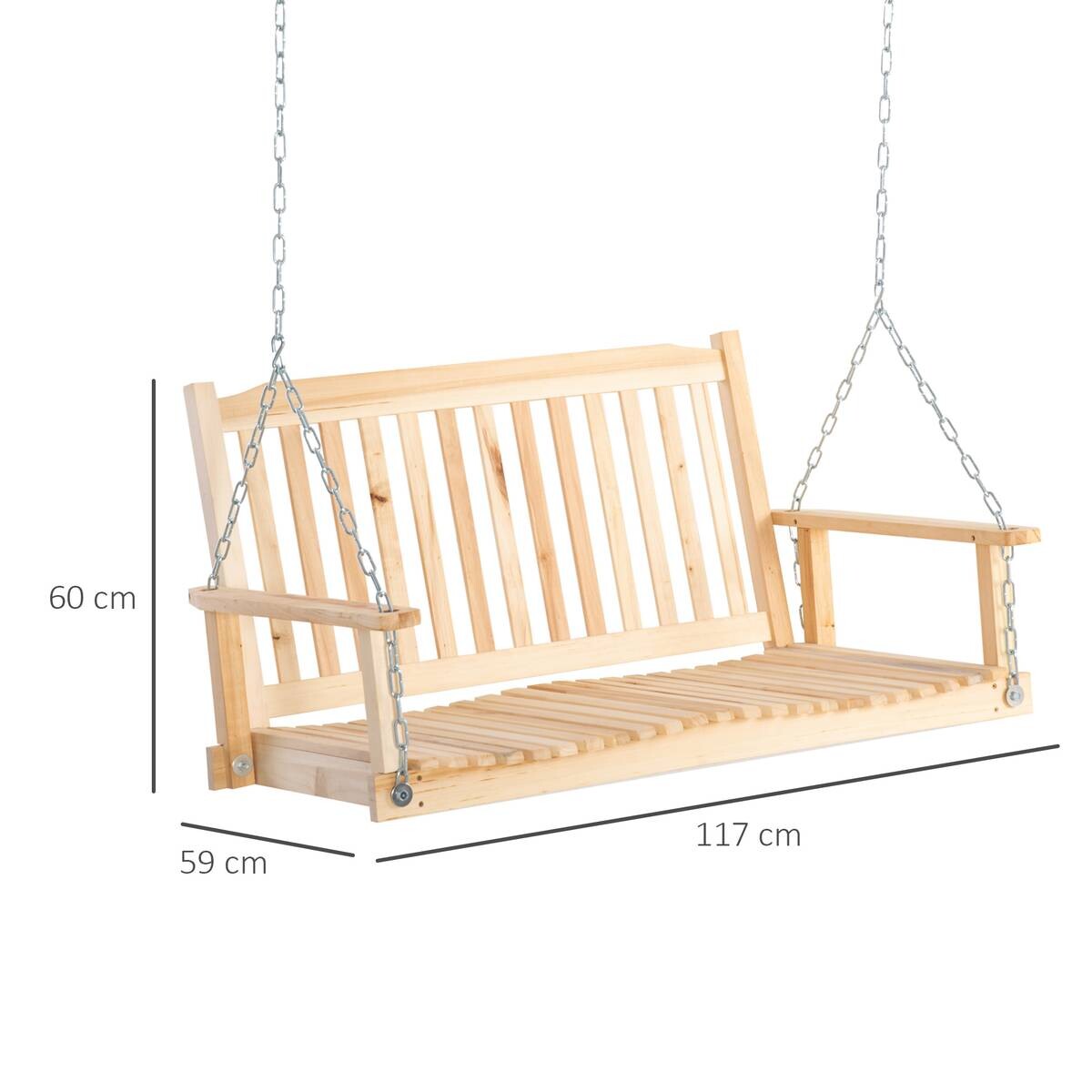 Outsunny Hängebank natur Holz B/H/L: ca. 69x60x117 cm