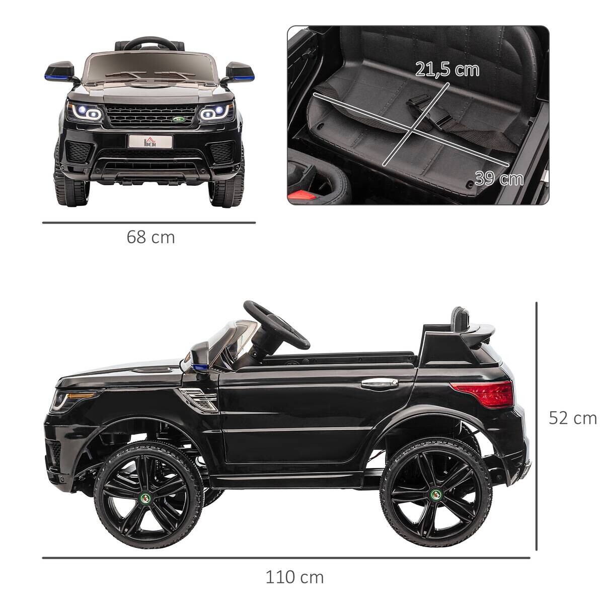 HOMCOM Kinderauto schwarz B/H/L: ca. 68x110x52 cm