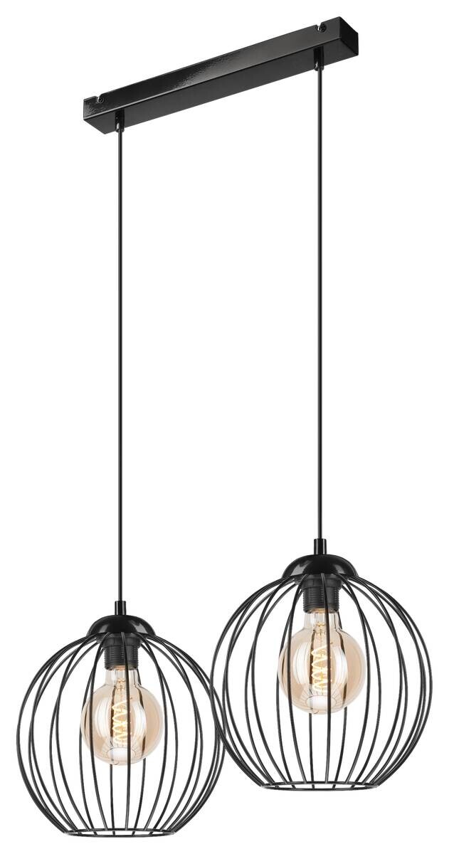 Lamkur Pendelleuchte ZOYA 45405 schwarz Stahl H/L: ca. 55x100 cm E27 2 Brennstellen