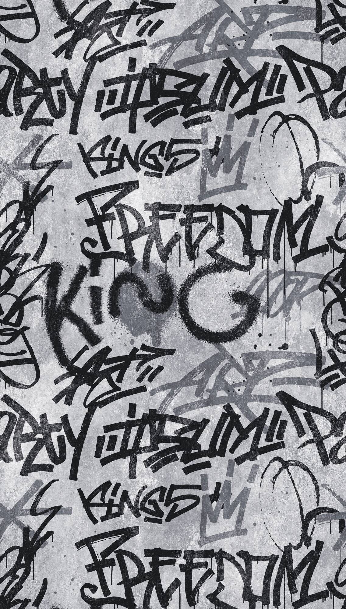 Livingwalls Fototapete Graffiti schwarz grau B/L: ca. 280x159 cm