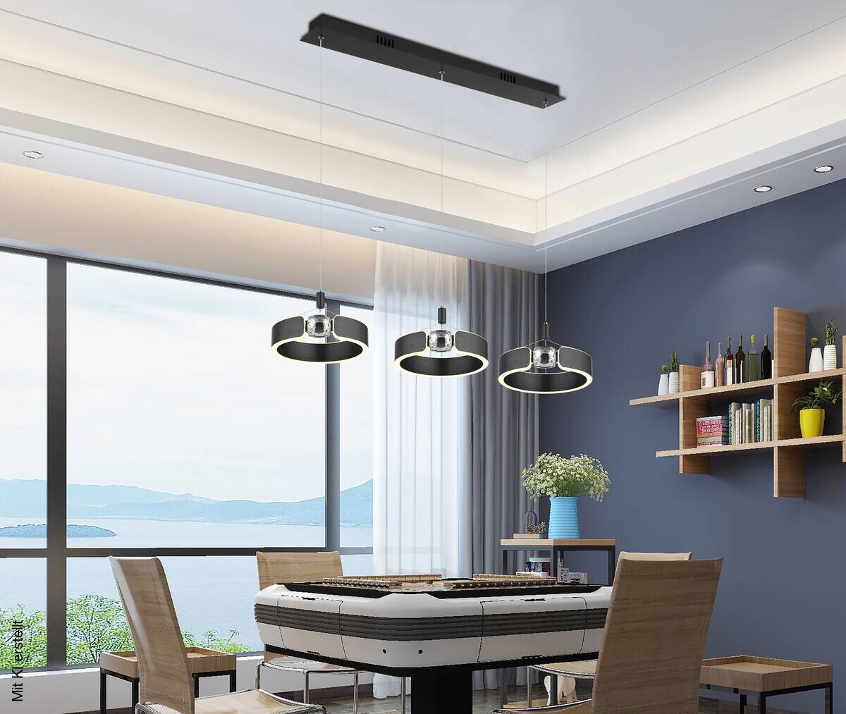 POCOline LED-Pendelleuchte Rings schwarz Metall B/H/L: ca. 22x120x82 cm