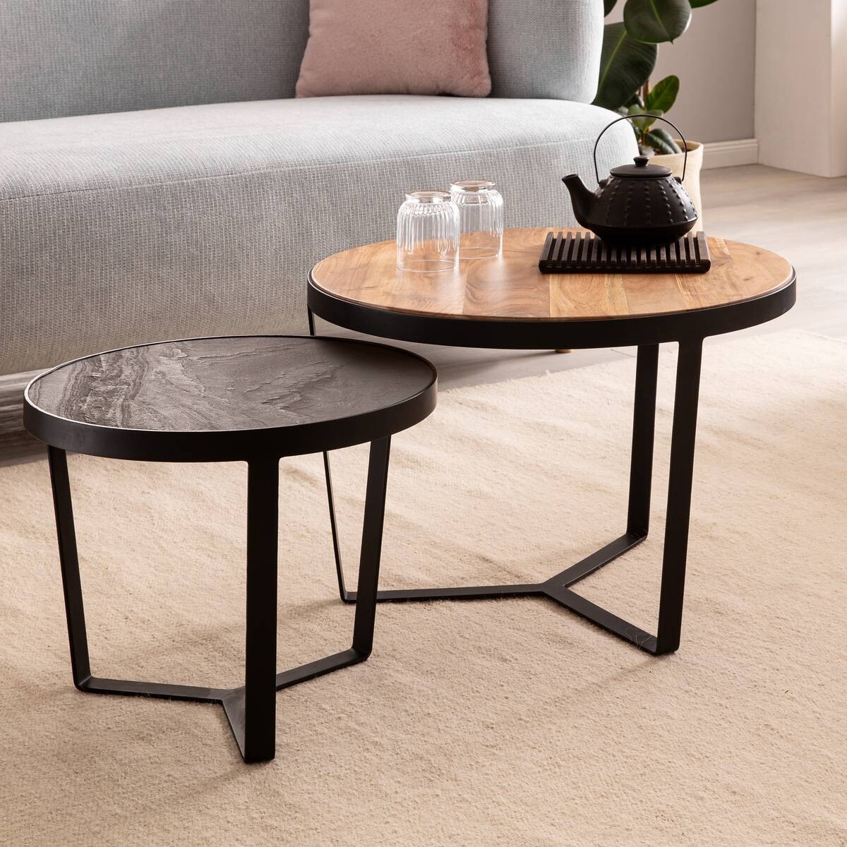 Wohnling Couchtisch 2er.-Set. B/H/T: ca. 60x40x60 cm