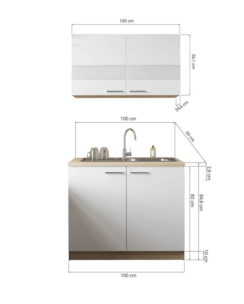 Anbauküchen-Set Merle schwarz B/H/T: ca. 100x200x60 cm