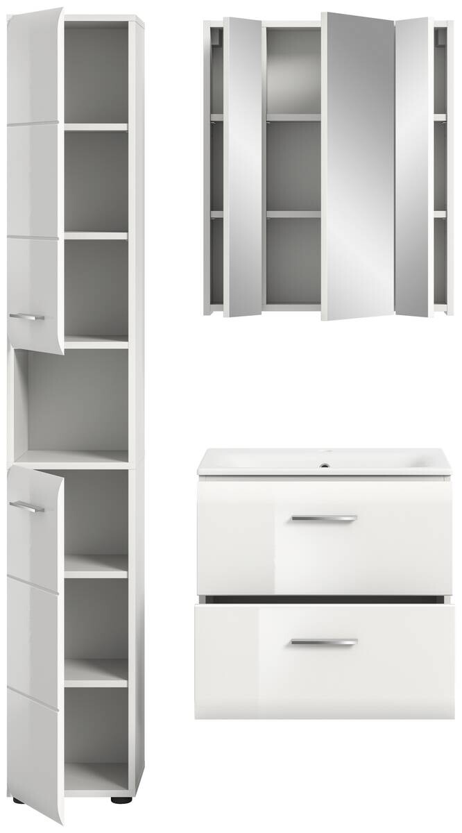 Badezimmer-Set Ice weiß weiß Hochglanz B/H/T: ca. 105x185x46 cm