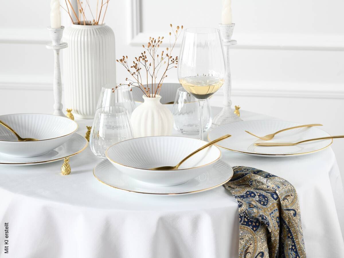 CreaTable Tafelservice Valencia gold Porzellan 12 tlg.