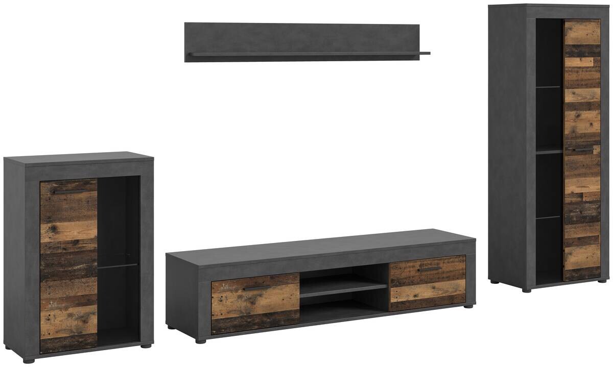 Wohnwand Jam Matera Nachbildung Old Wood Nachbildung B/H/T: ca. 169x310x35 cm