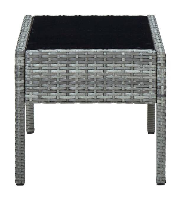 vidaXL Garten-Couchtisch grau Glas B/H/L: ca. 40x37x75 cm