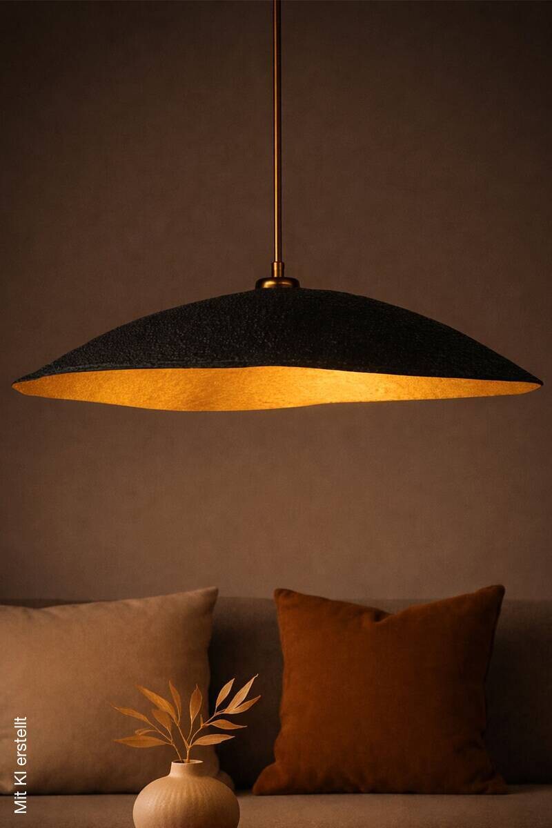 Pendelleuchte gold schwarz Beton B/H/L/D: ca. 40x62x40x40 cm E27 1 Brennstellen